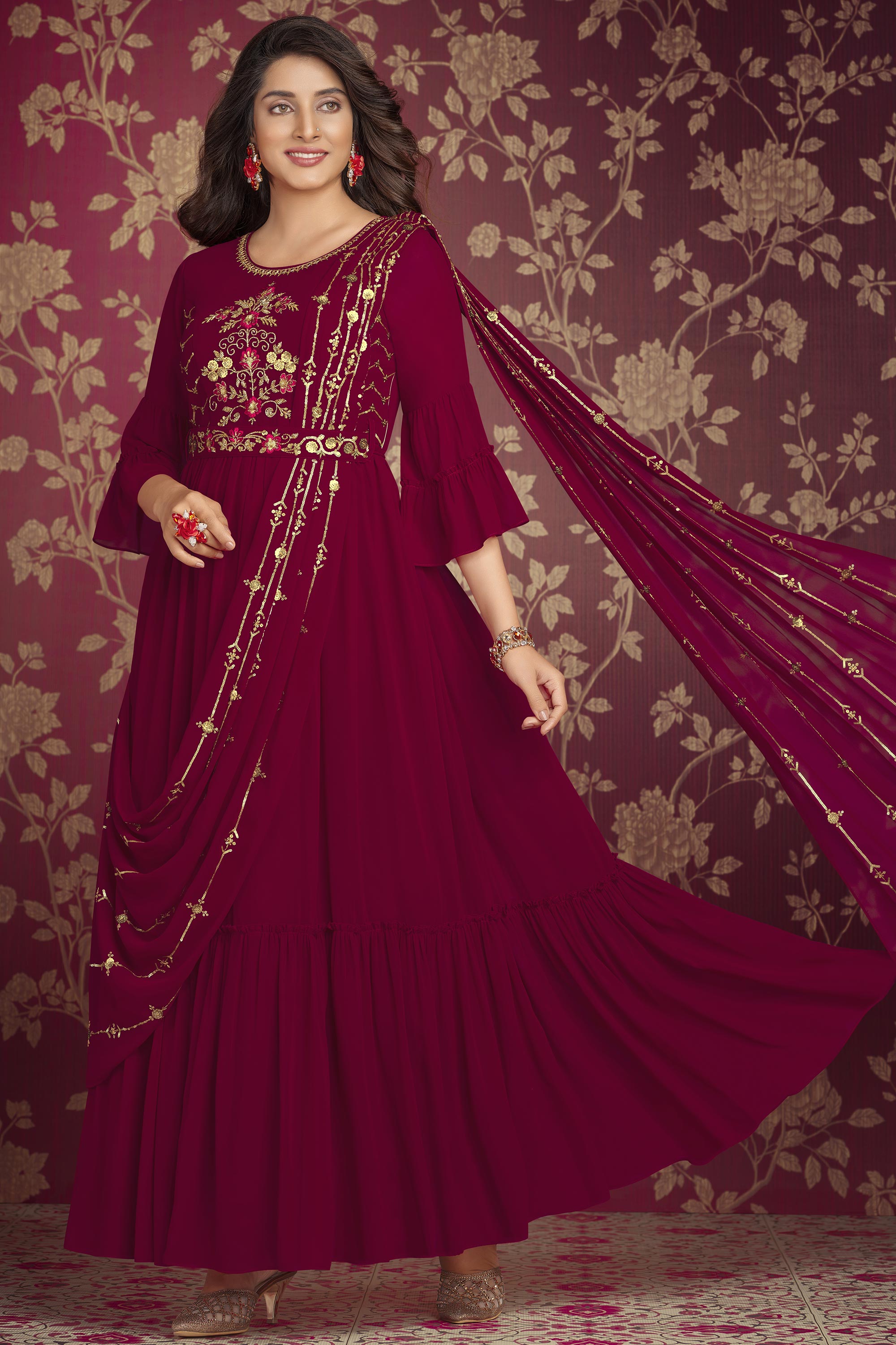 Shoulder off evening dress - S size in maroon colour, Women's Fashion,  Dresses & Sets, Evening Dresses & Gowns on Carousell